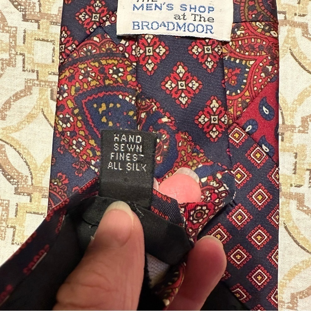 Robert Talbott Patchwork Red & Blue Tie Long & Wi… - image 7